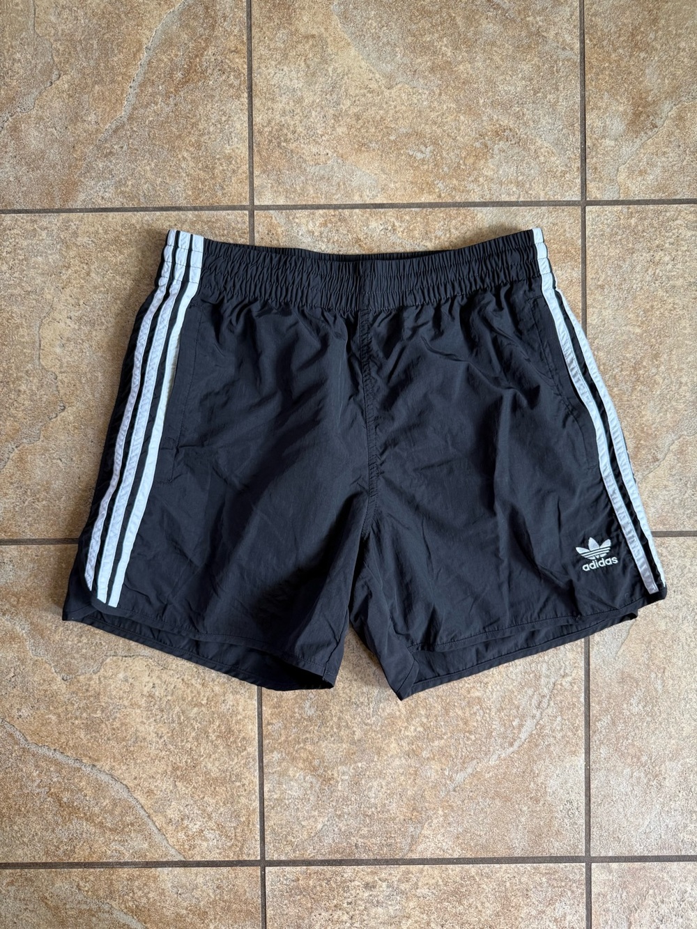 Adidas Men’s Soccer Athletic Shorts Black White Stripes Size Medium